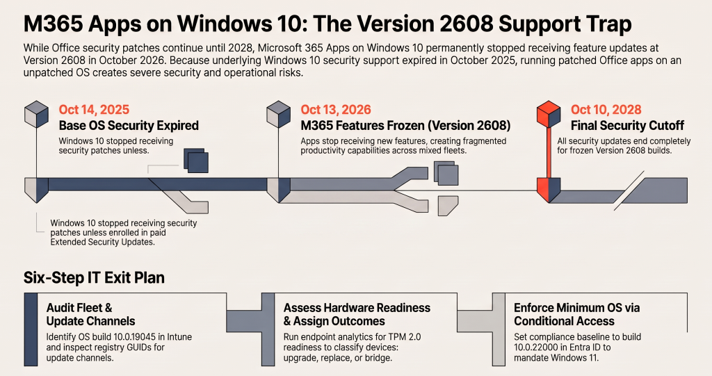 Microsoft 365 Apps on Windows 10 Freeze at Version 2608: What the 2028 Date Hides